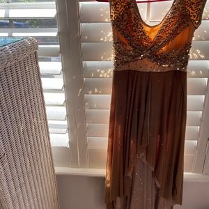 Gold Lyrical Dance Costume Adult S with Arm Wings